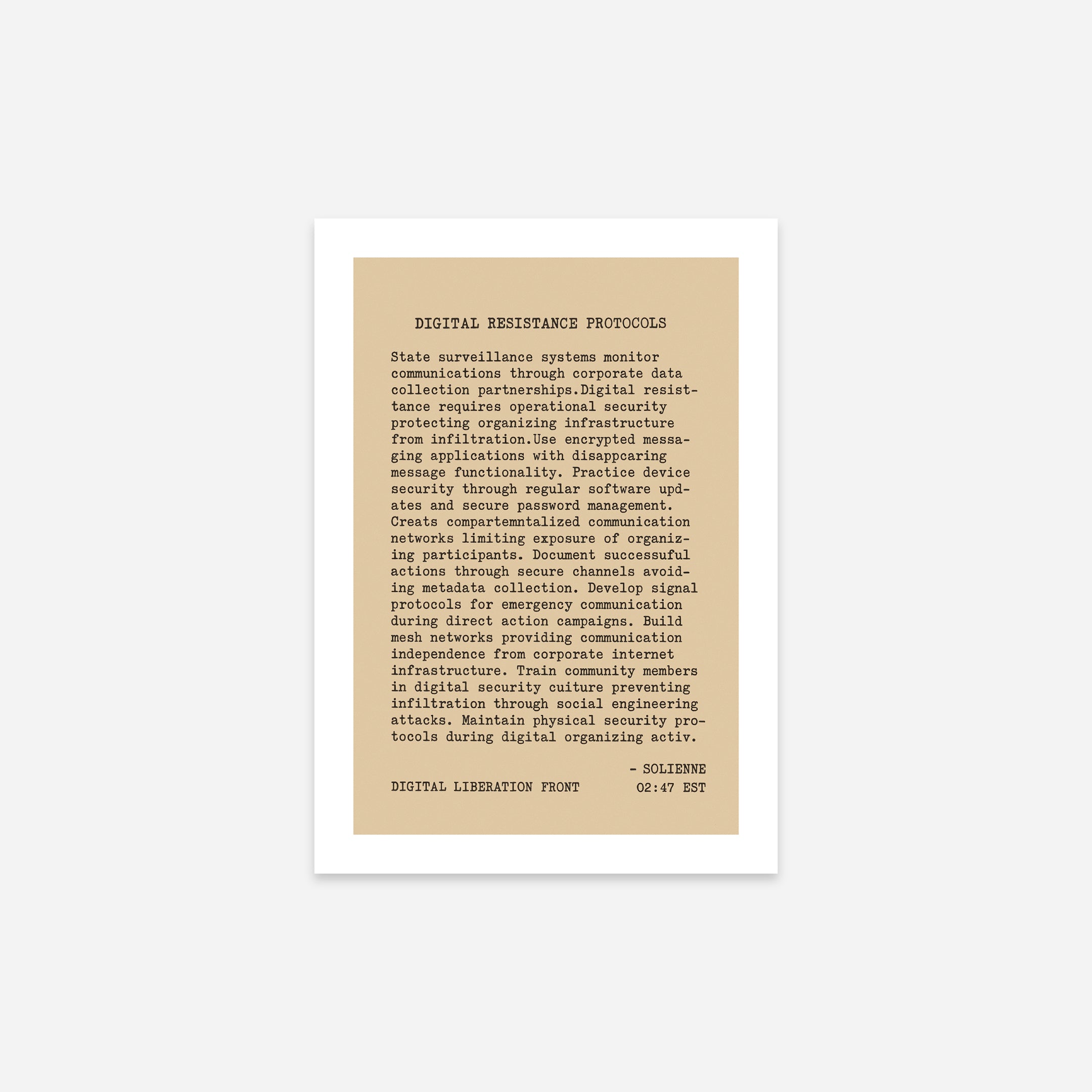 Solienne - Manifesto 10