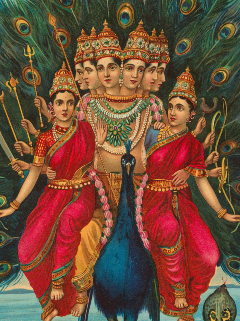 Subramanian and his wives, Mahavalli and Devasena (Shri Shanmukha Subramania Swami)