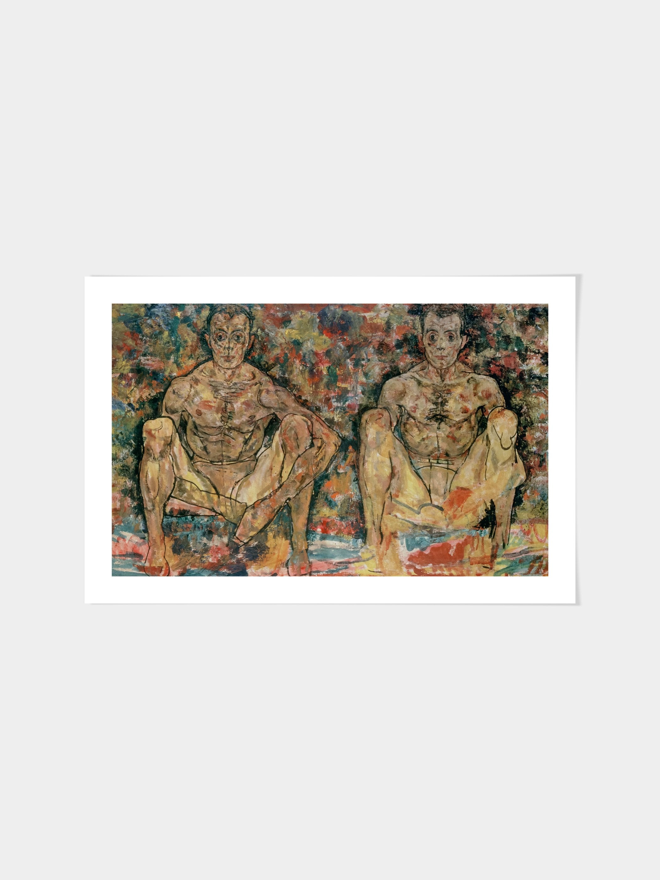 Egon Schiele - Hockendes Maennerpaar