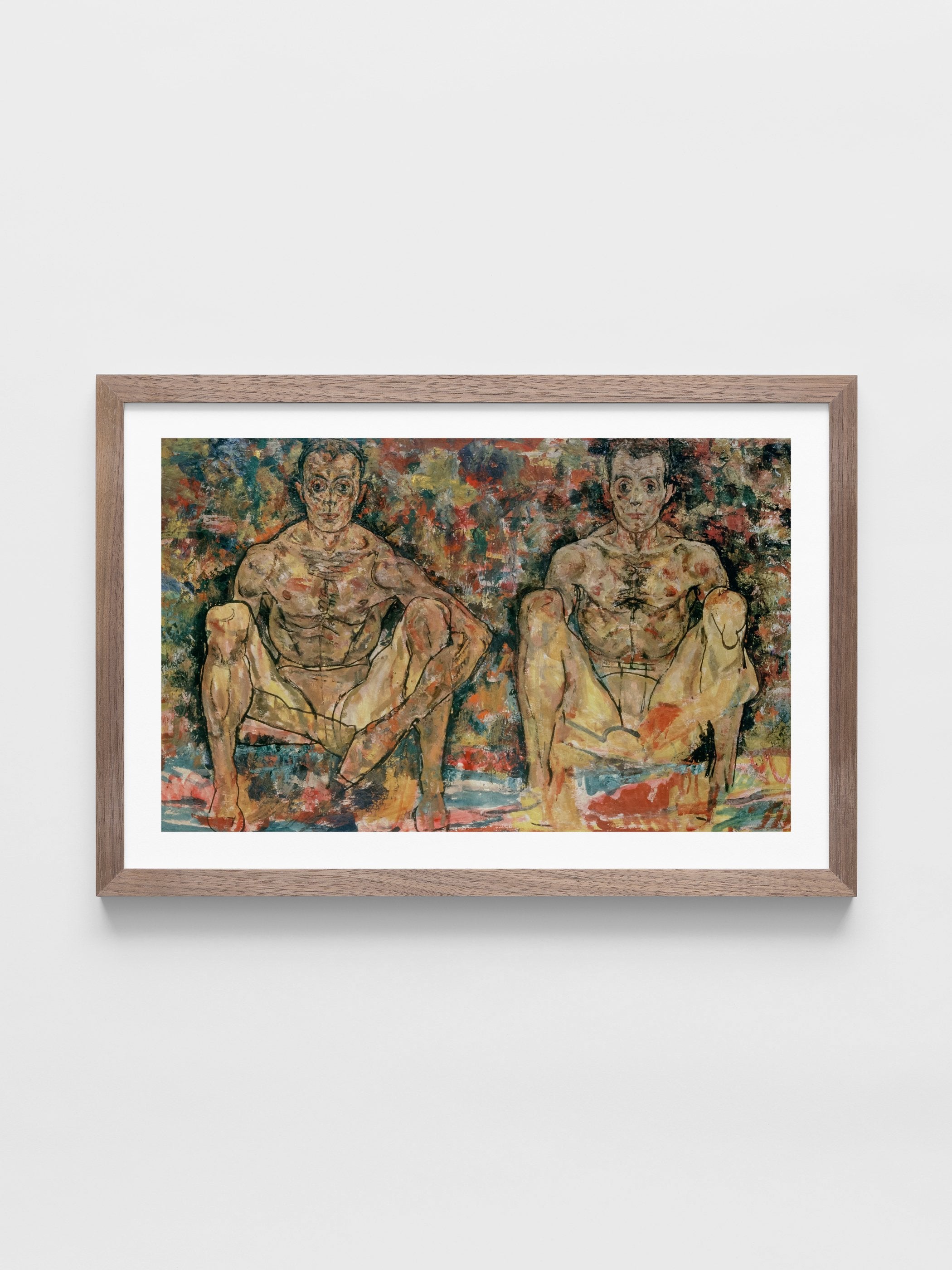 Egon Schiele - Hockendes Maennerpaar