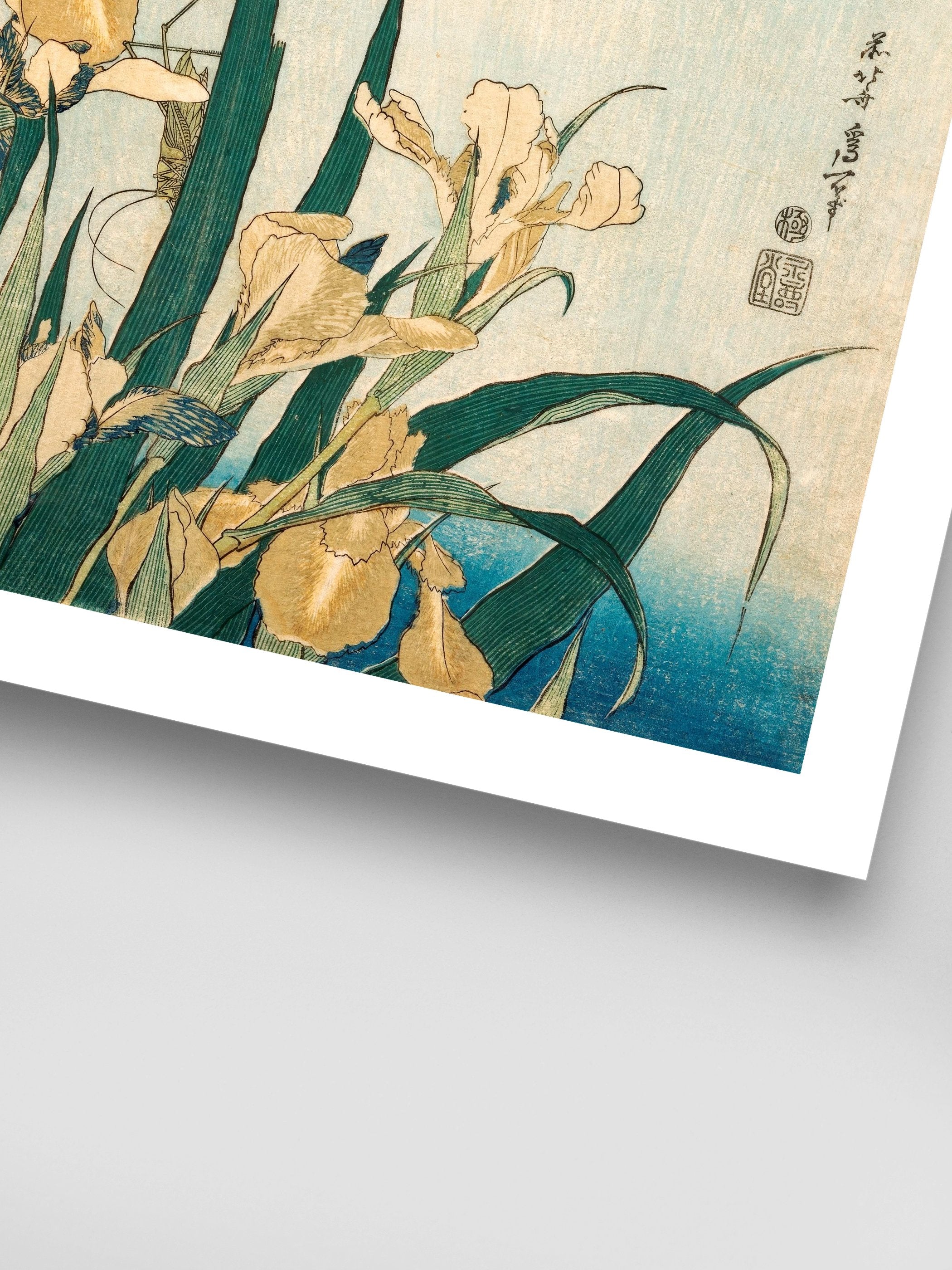 Katsushika Hokusai - Irises with a Grasshopper