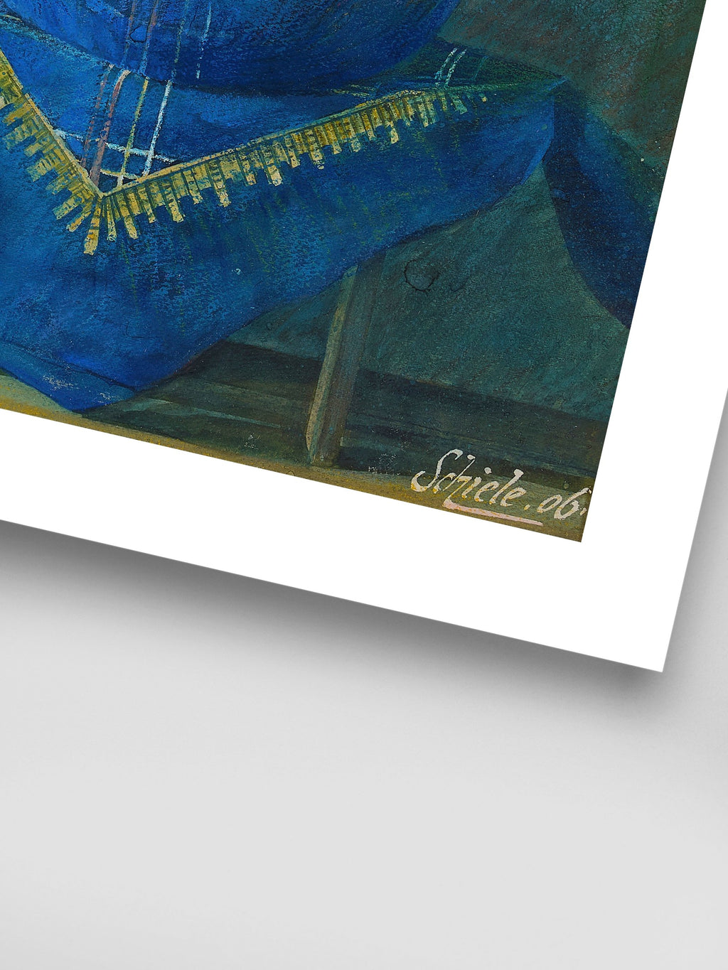 Still Life of a Moneyplant Branch in Blue Vase