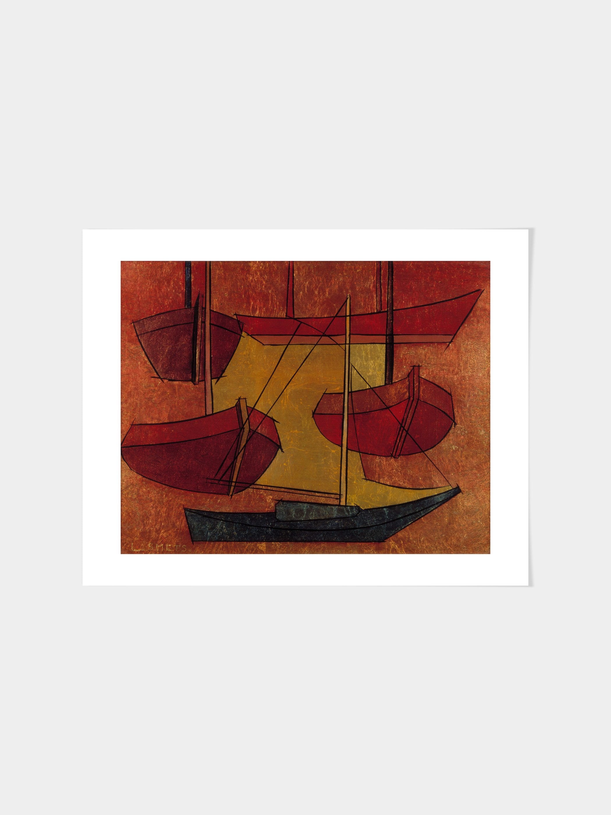 Léon Smets - Fishing boats in a harbor
