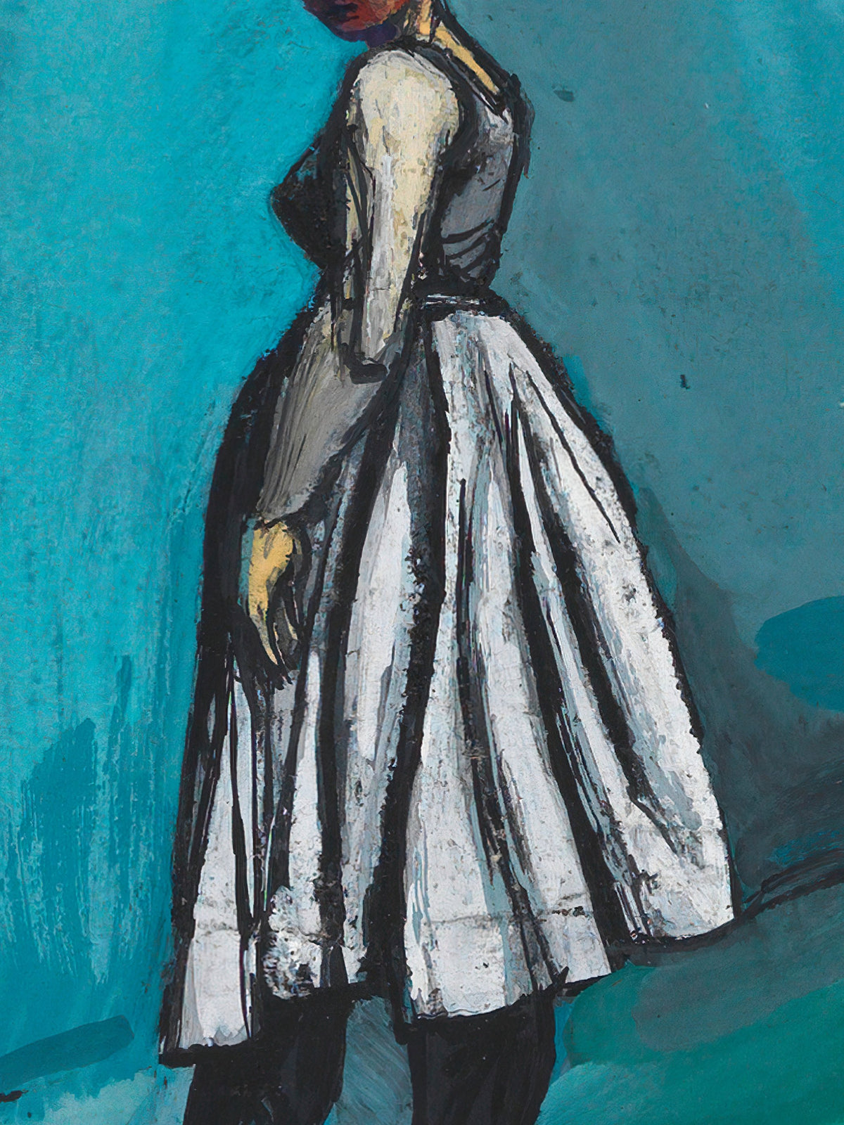 Karl Wiener - Ohne Titel (Frau in weißschwarzem Kleid)