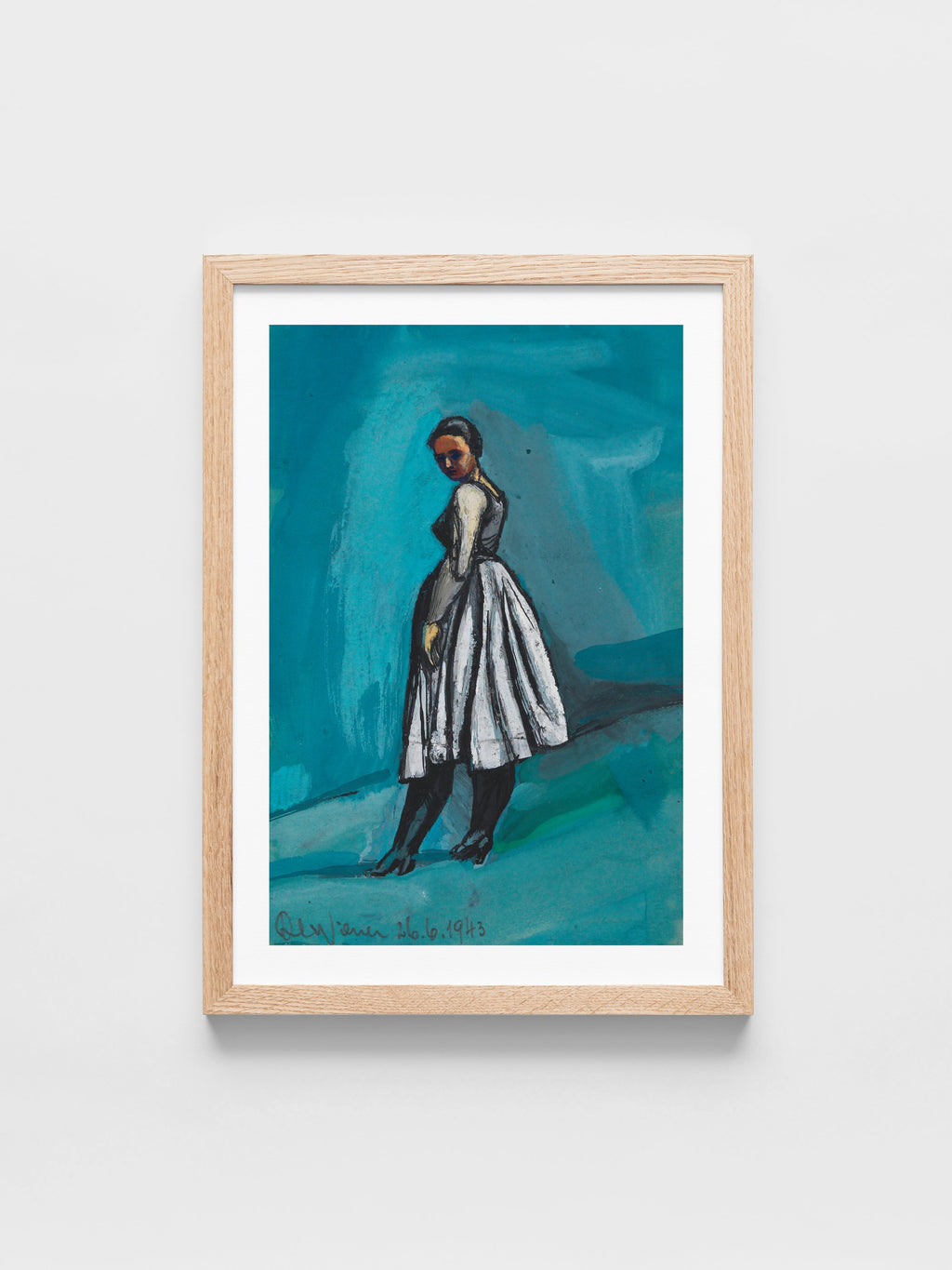 Karl Wiener - Ohne Titel (Frau in weißschwarzem Kleid)