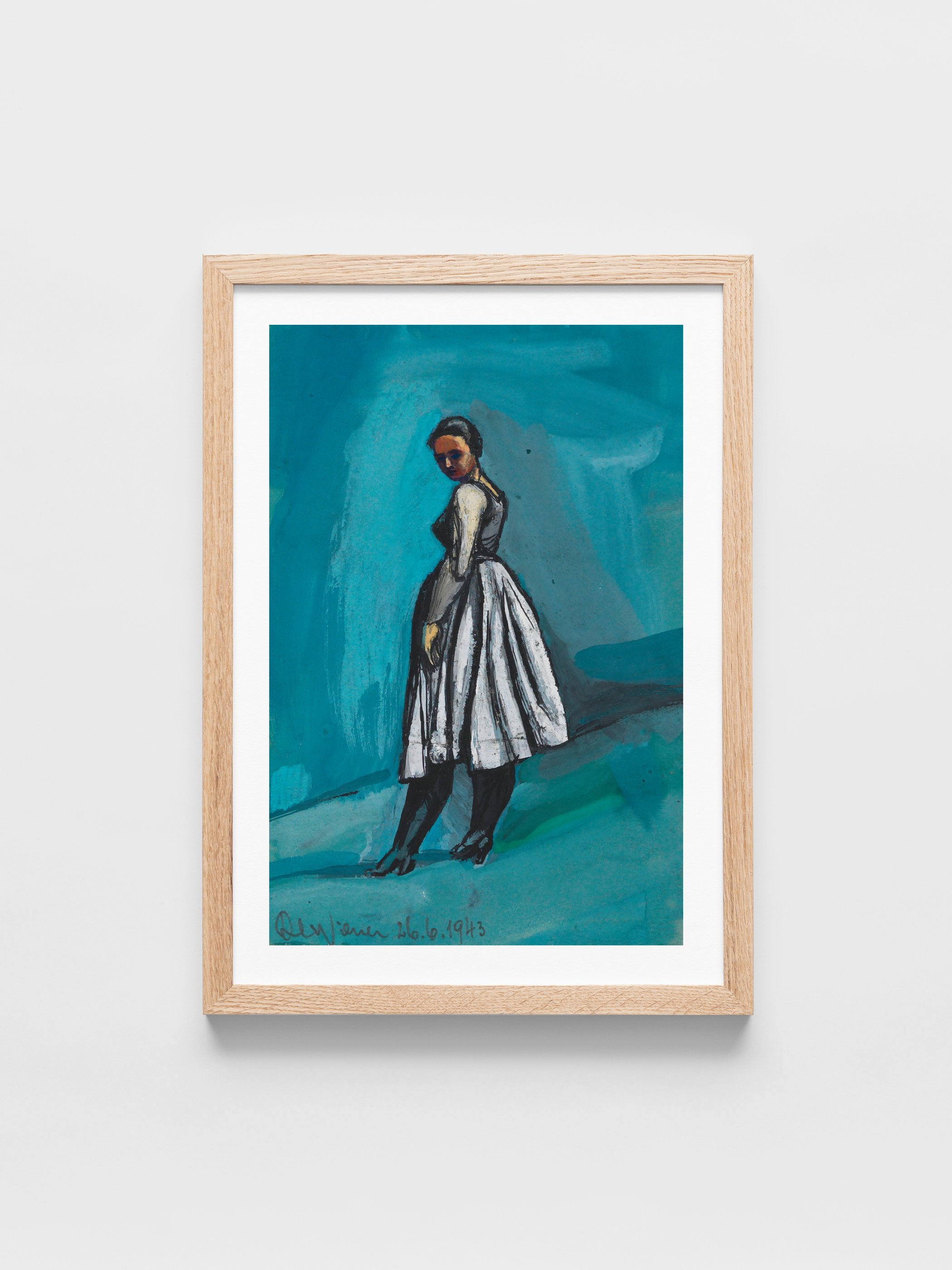 Karl Wiener - Ohne Titel (Frau in weißschwarzem Kleid)