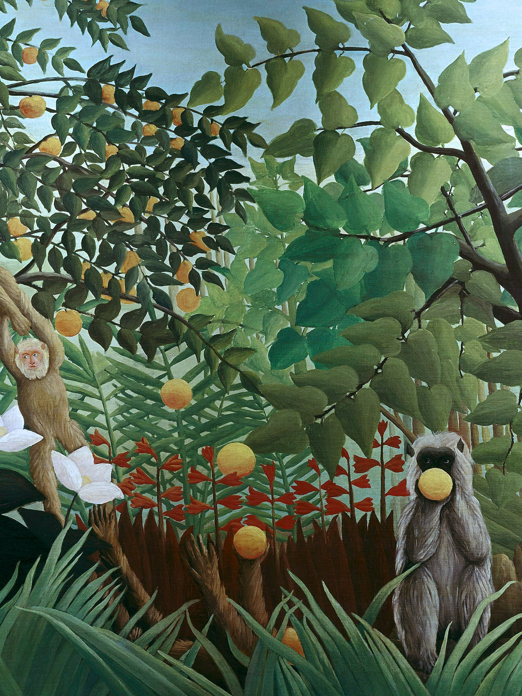 Henri J.F. Rousseau - Exotic Landscape with monkey playing, 1910 (oil on canvas)