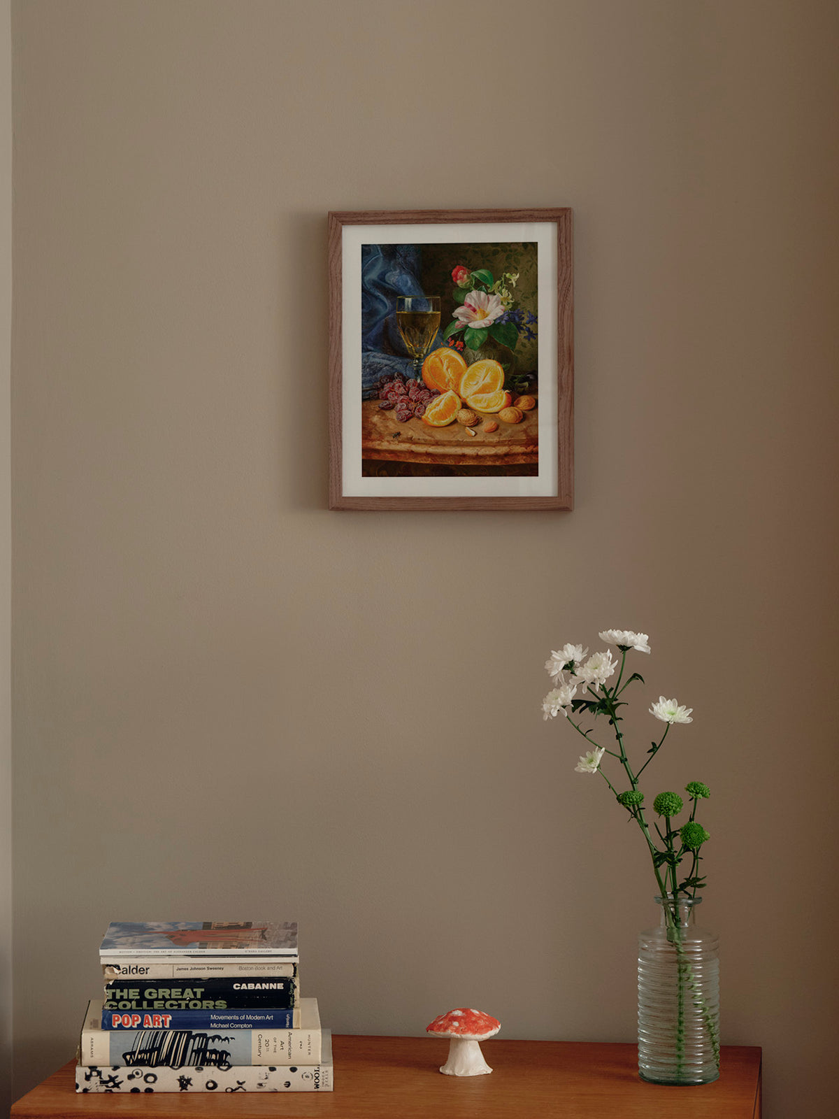 Still Life with Oranges, a Wine Glass and Camellias in a Vase