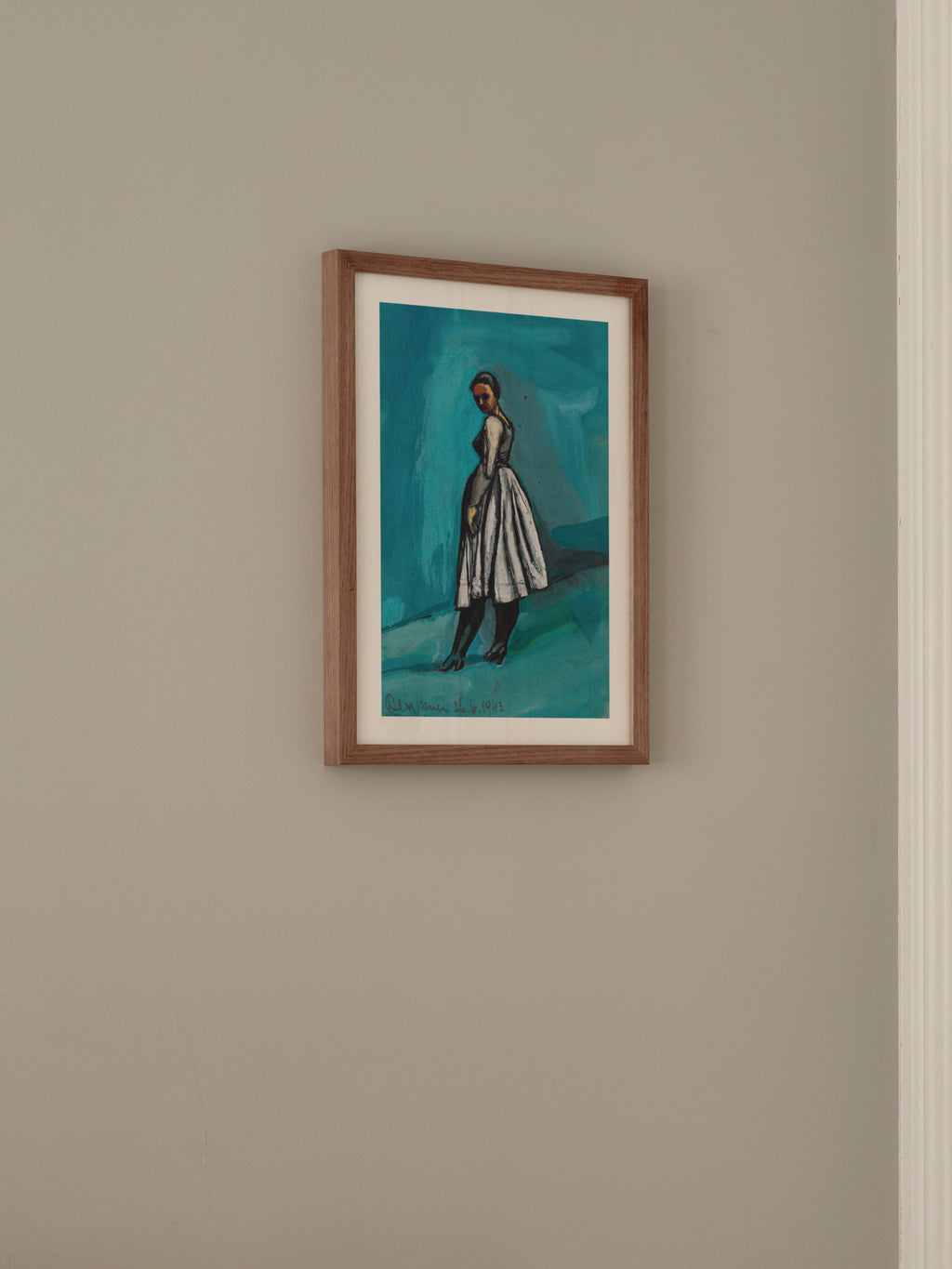 Karl Wiener - Ohne Titel (Frau in weißschwarzem Kleid)
